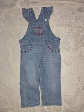 Floral Embroidered Childrens Place Overalls 18-24mo